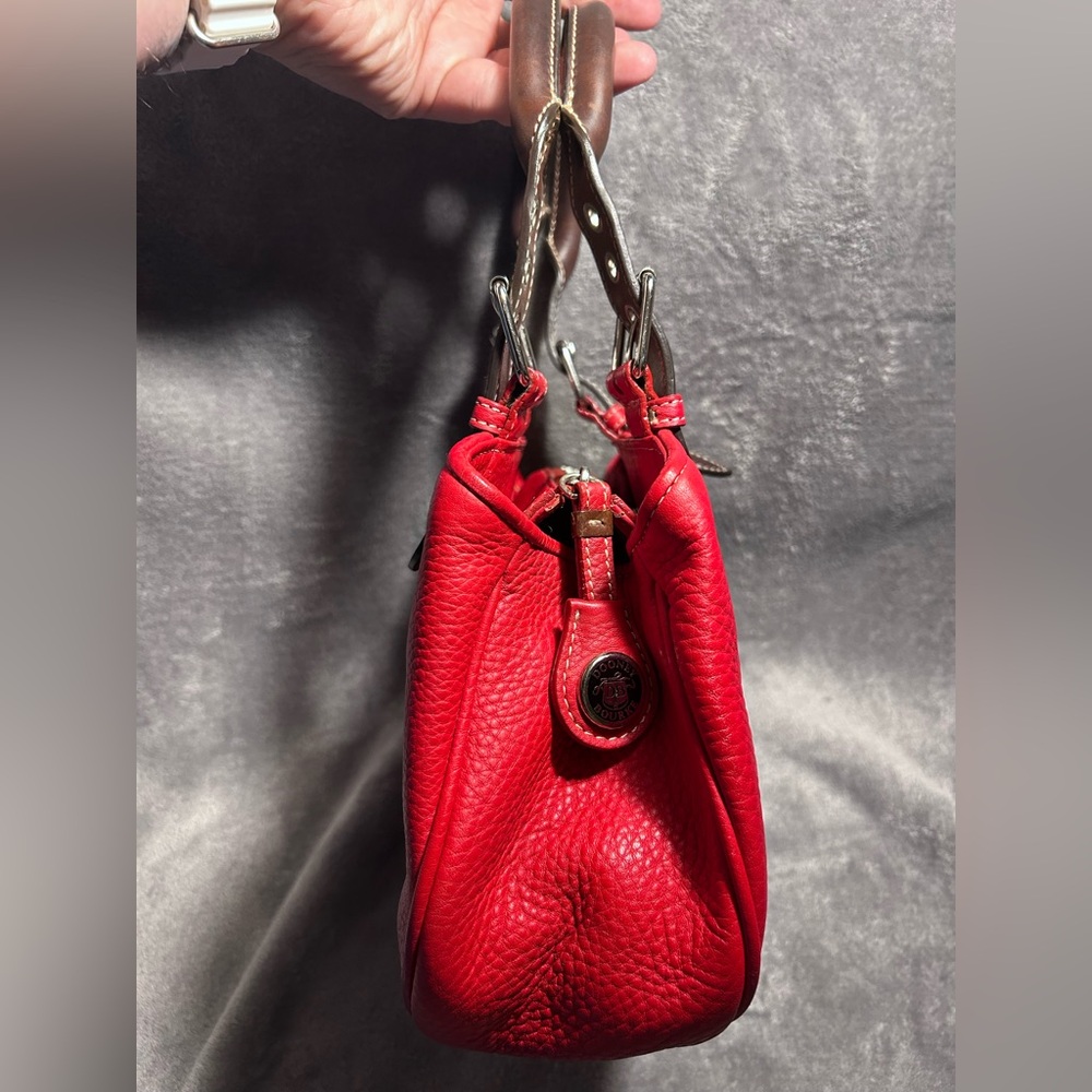 RARE Dooney & Bourke Red Top Handle Leather Satchel Manufacturer Sample Bag - Picture 4 of 13